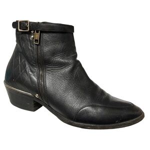 Chloe Black Leather Ankle Strap Booties Size 36.5